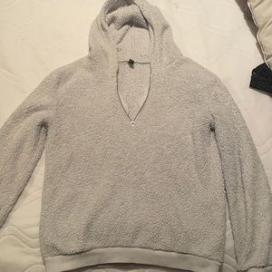 Gray fleece pull over jacket